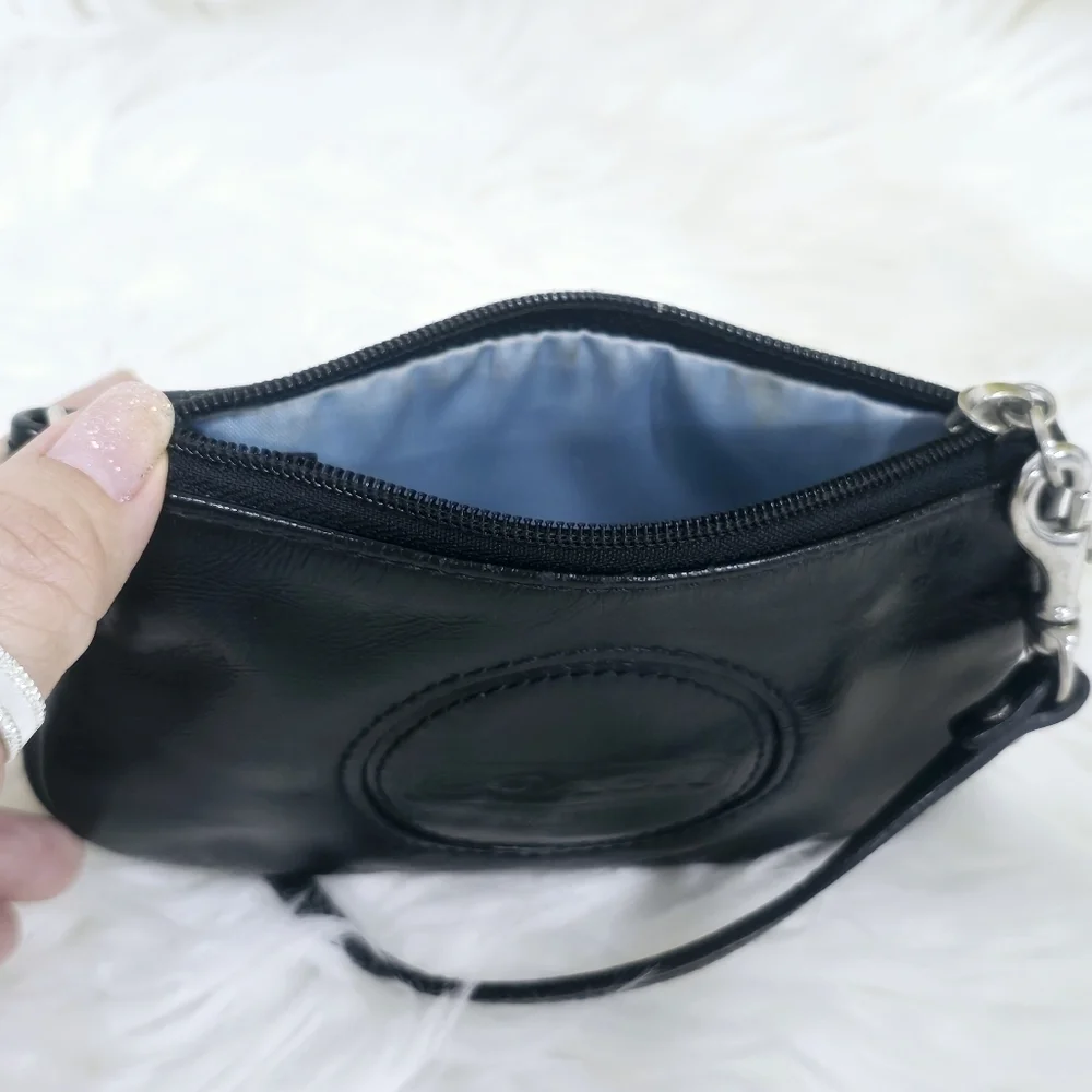 Coach black leather wristlet